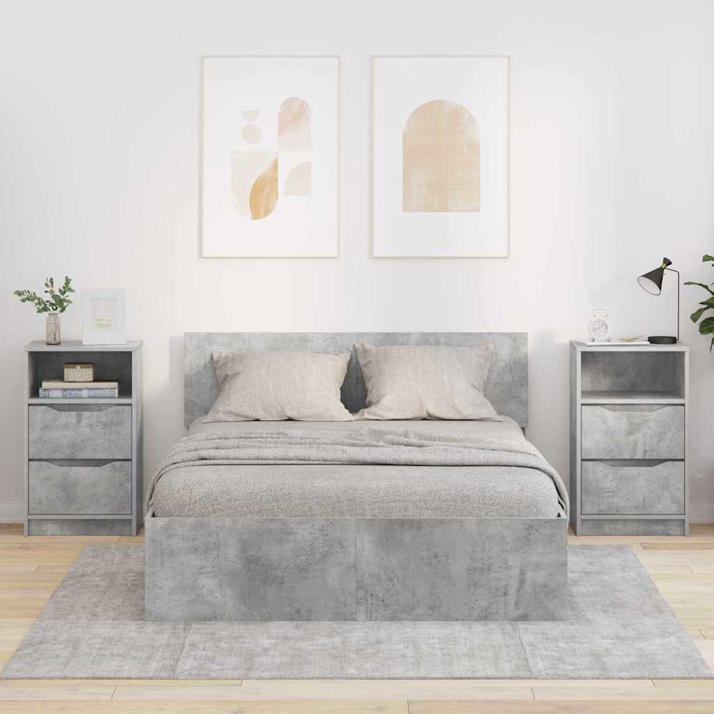 Comodini con cassetto 2 pcs Grigio cemento 40 x 30 x 467 cm 888914