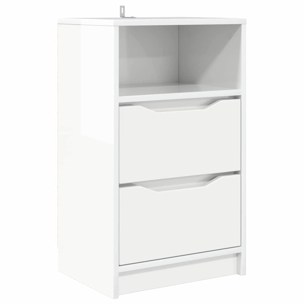 Comodino Bianco Lucido 40 x 30 x 467 cm Legno multistrato 888915