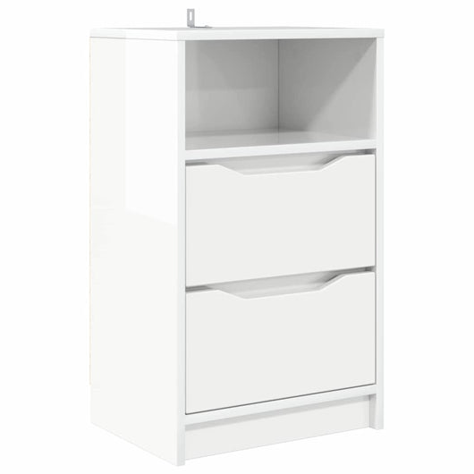 Comodino Bianco Lucido 40 x 30 x 467 cm Legno multistrato 888915