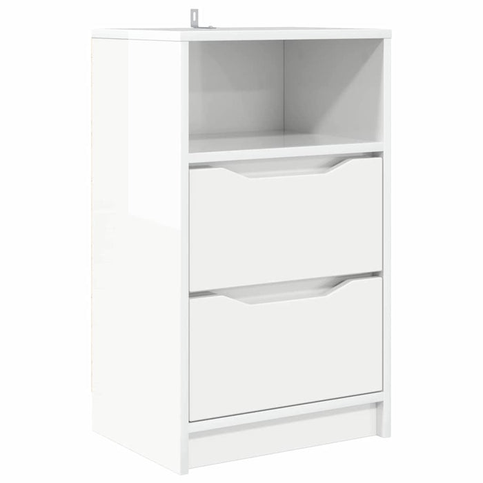 Comodino Bianco Lucido 40 x 30 x 467 cm Legno multistrato 888915
