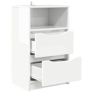 Comodino Bianco Lucido 40 x 30 x 467 cm Legno multistrato 888915