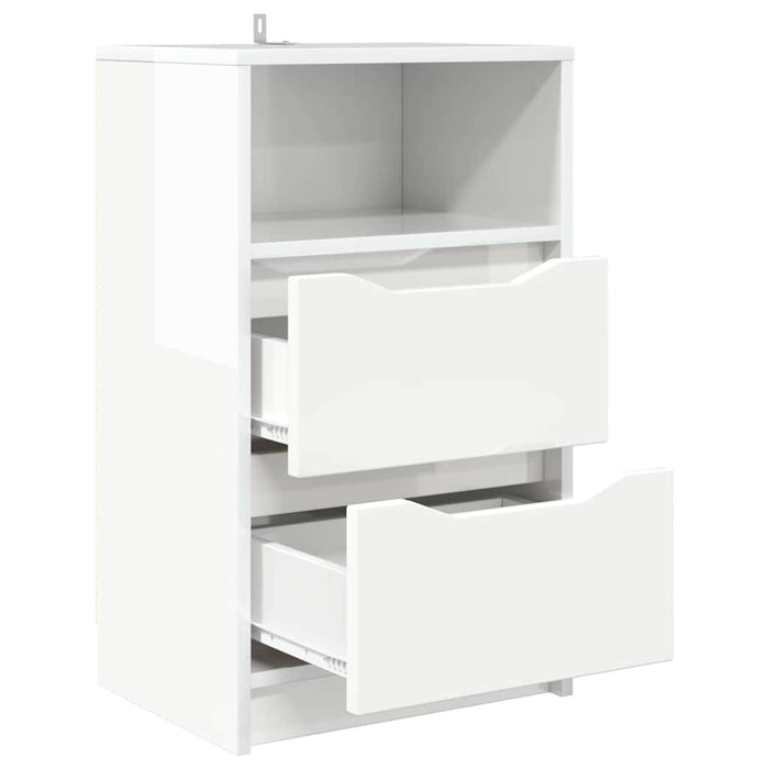 Comodino Bianco Lucido 40 x 30 x 467 cm Legno multistrato 888915