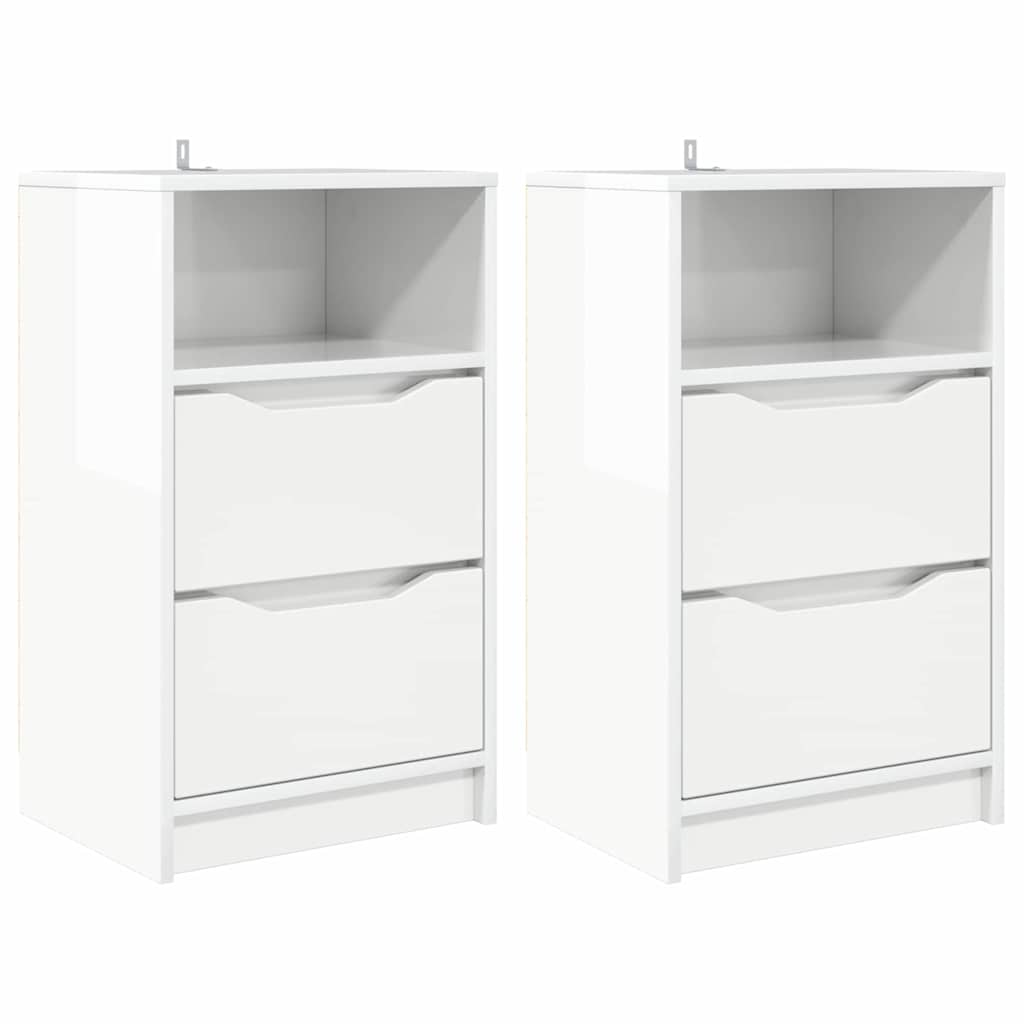 Comodini 2 pcs Bianco Lucido 40 x 30 x 467 cm Legno multistrato 888916