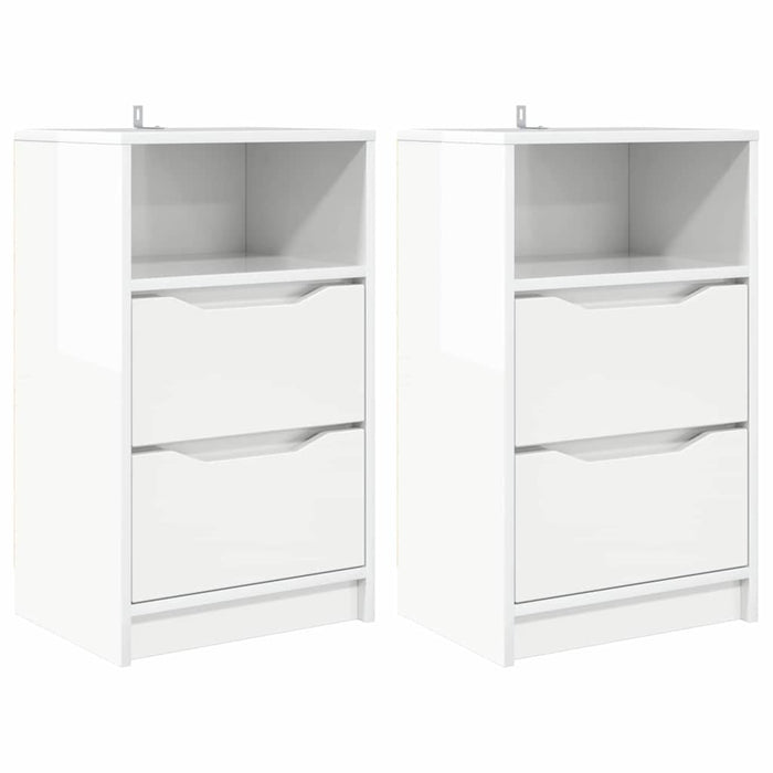 Comodini 2 pcs Bianco Lucido 40 x 30 x 467 cm Legno multistrato 888916