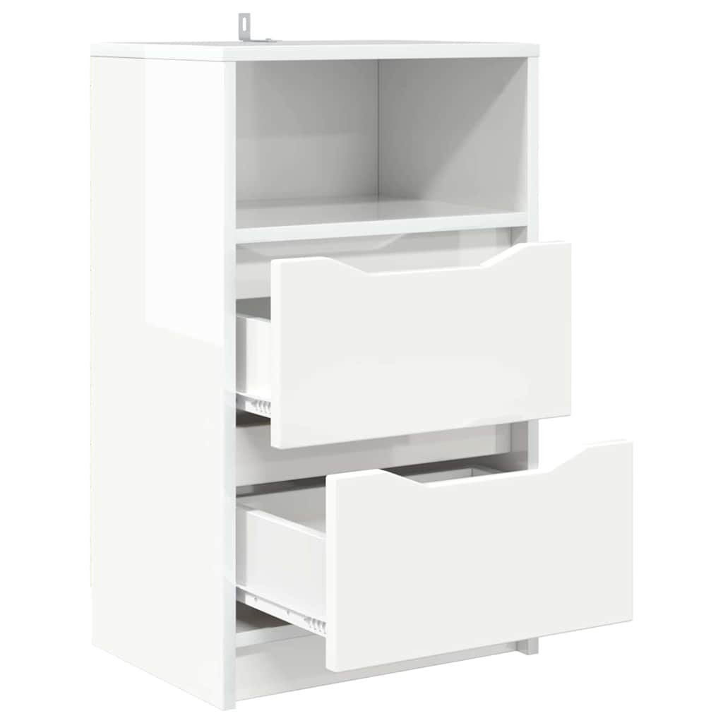 Comodini 2 pcs Bianco Lucido 40 x 30 x 467 cm Legno multistrato 888916