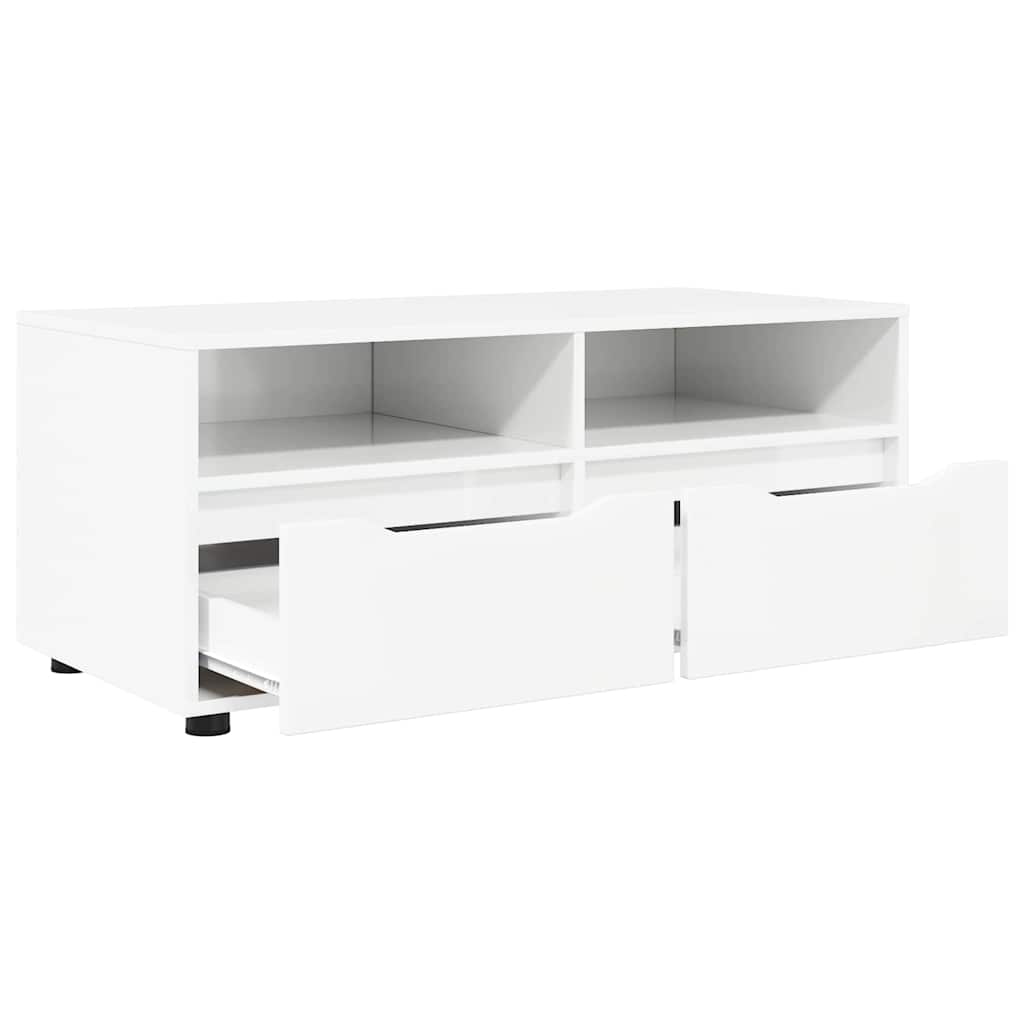 Mobile TV-Credenza TV-Console TV Bianco Lucido 100 x 48 x 43 cm Legno multistrato