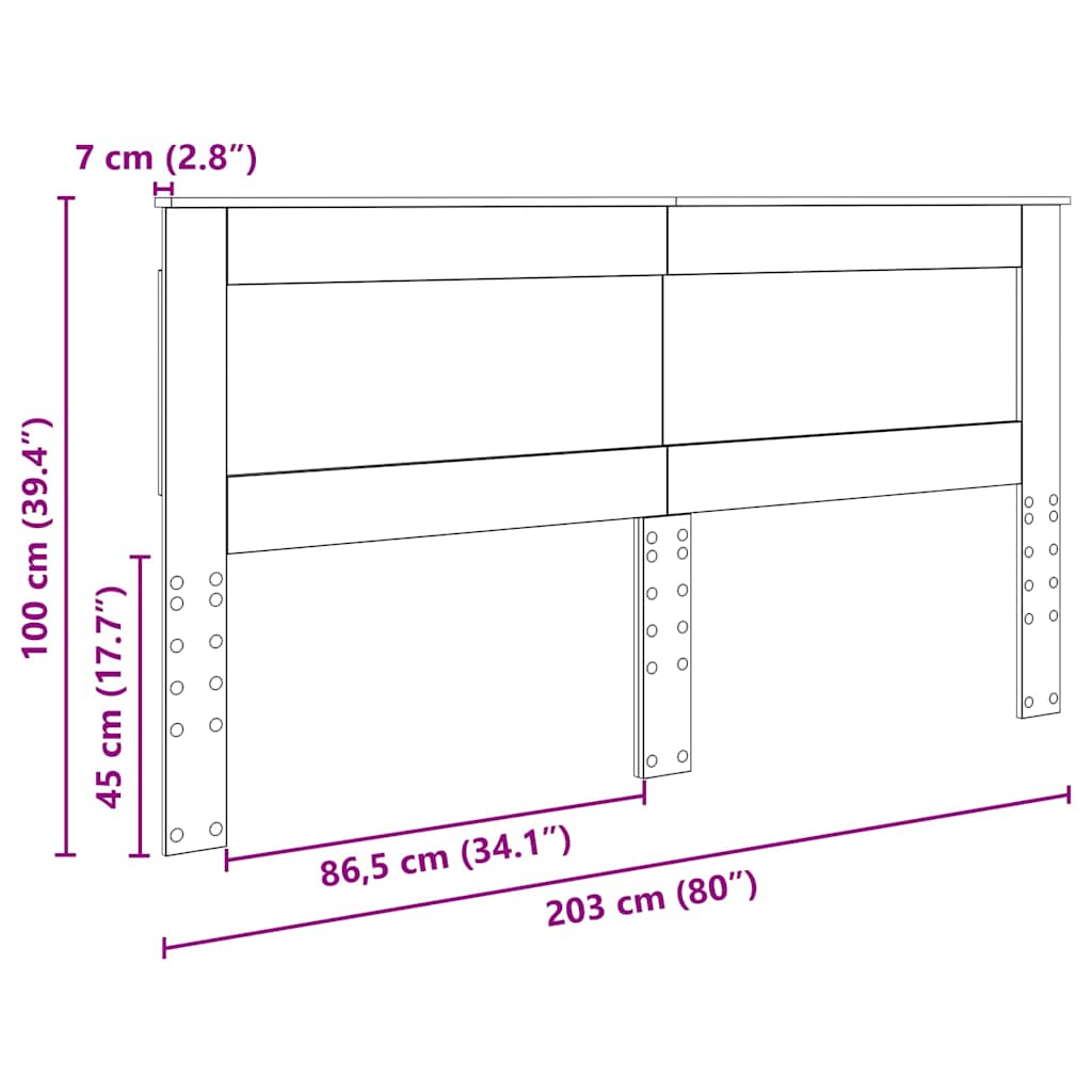 Testiera con testiera Bianco 200 cm Legno multistrato 887417