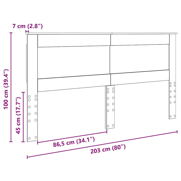Testiera con testiera Bianco 200 cm Legno multistrato 887417