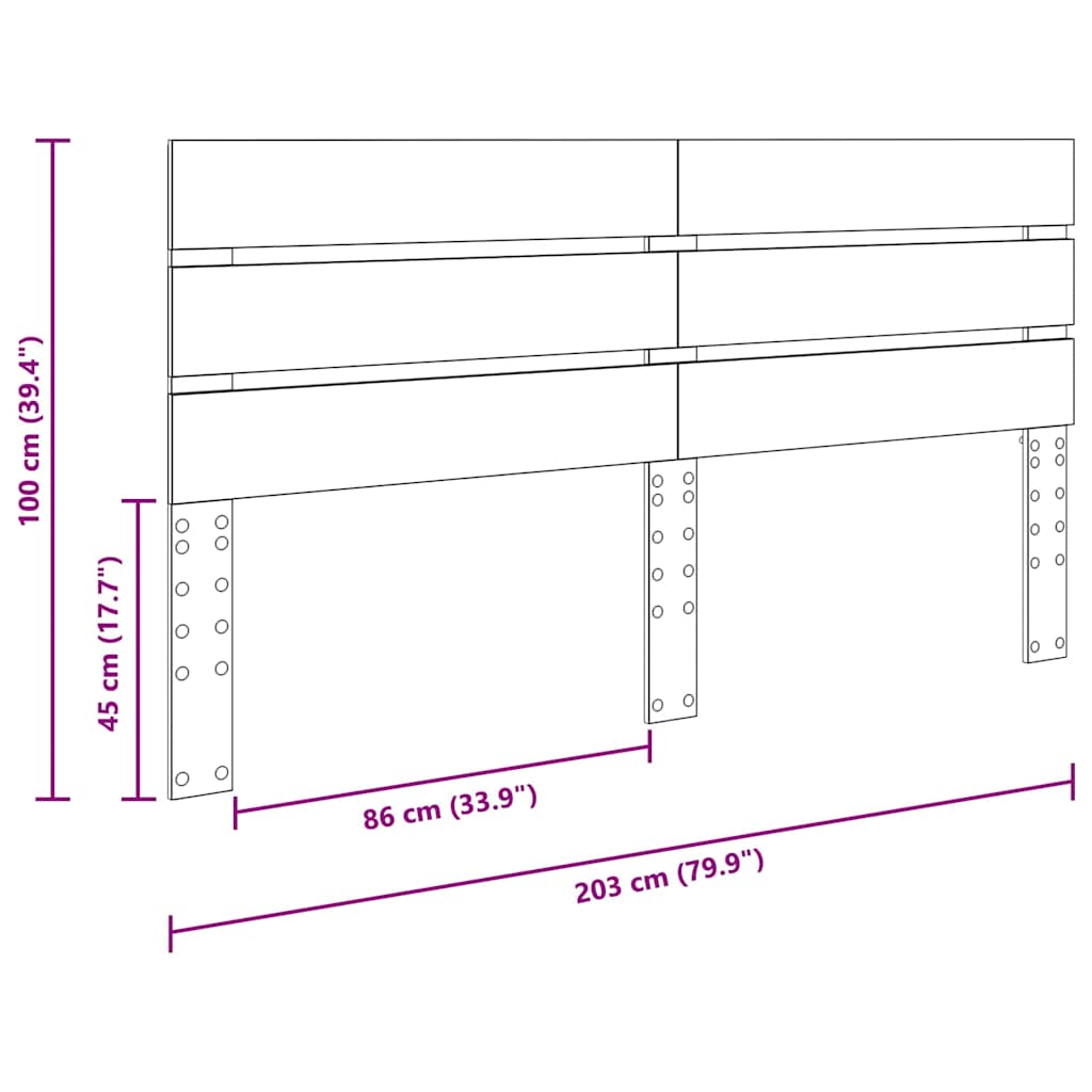 Testiera con testiera Bianco 200 cm Legno multistrato 887505