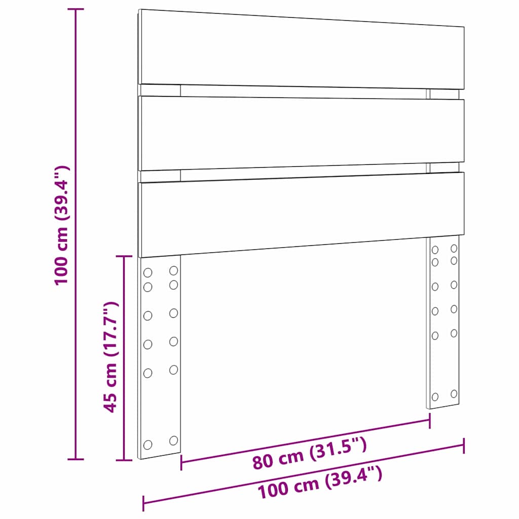 Testiera con testiera Grigio Sonoma 100 cm Legno multistrato 887566