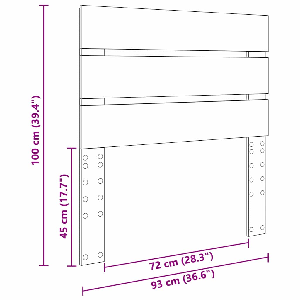 Testiera con testiera Grigio Sonoma 90 cm Legno multistrato 887574