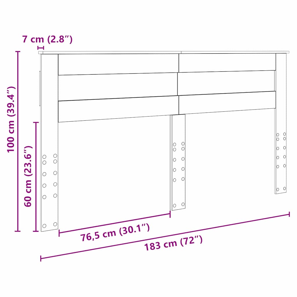 Testiera con testiera Rovere Sonoma 180 cm Legno multistrato 888087