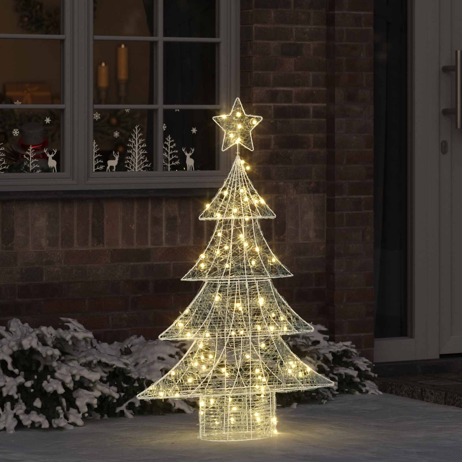 Albero di Natale con 100 LED Bianco caldo 120 cm Acrilico 42018973