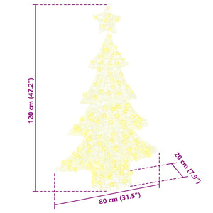 Albero di Natale con 100 LED Bianco caldo 120 cm Acrilico 42018973