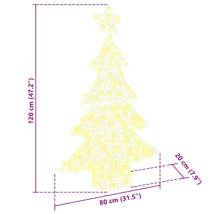 Albero di Natale con 100 LED-Luci decorative natalizie Bianco caldo 120 cm Acrilico 561698