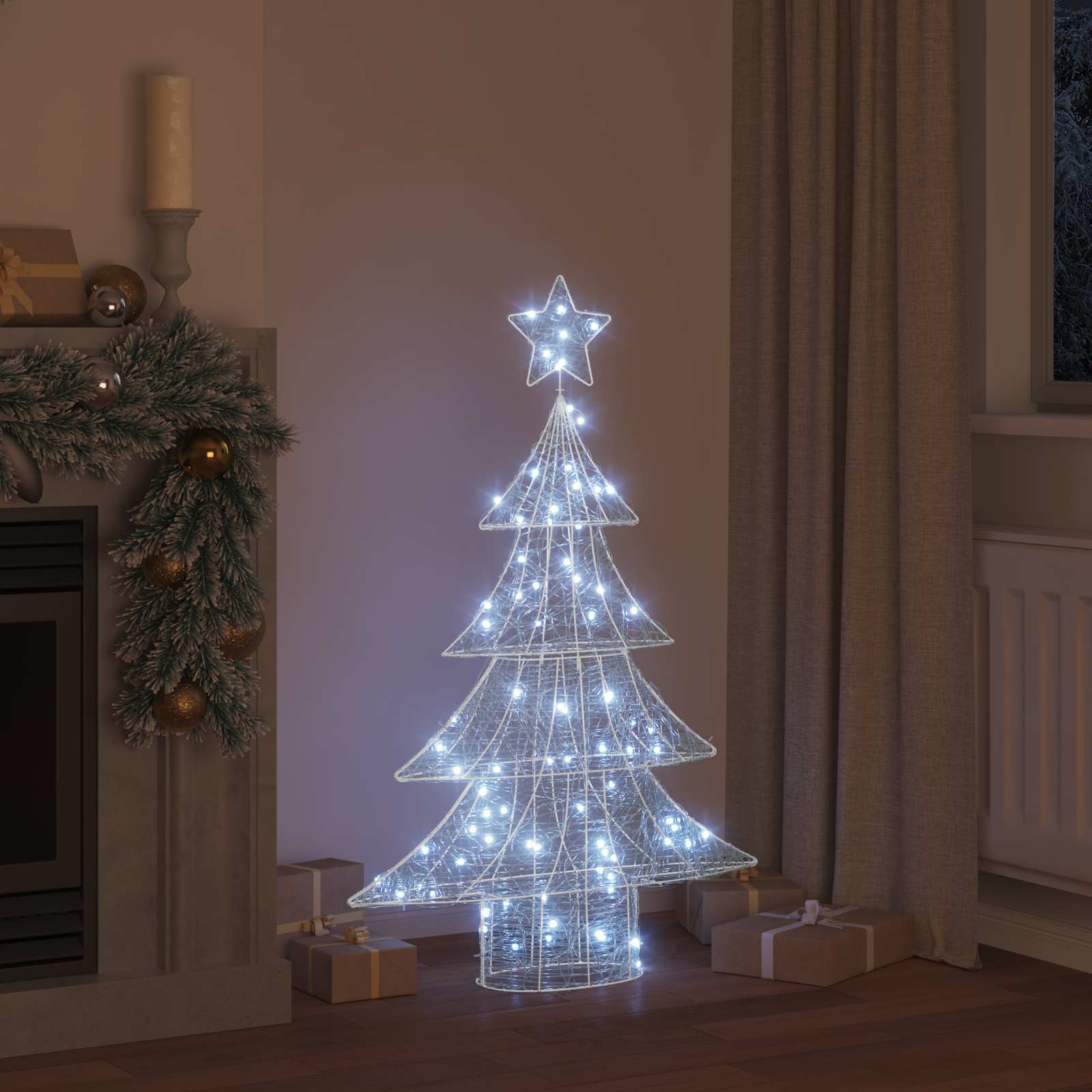 Albero di Natale con 100 LED Bianco freddo 122 cm Acrilico 42018974