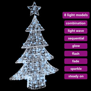 Albero di Natale con 100 LED-Luci decorative natalizie Bianco freddo 122 cm Acrilico