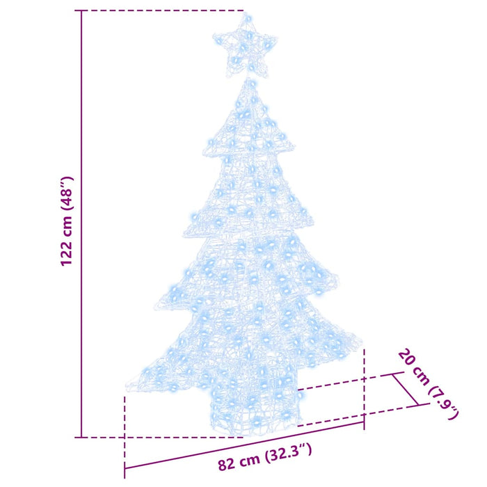 Albero di Natale con 100 LED Bianco freddo 122 cm Acrilico 42018974