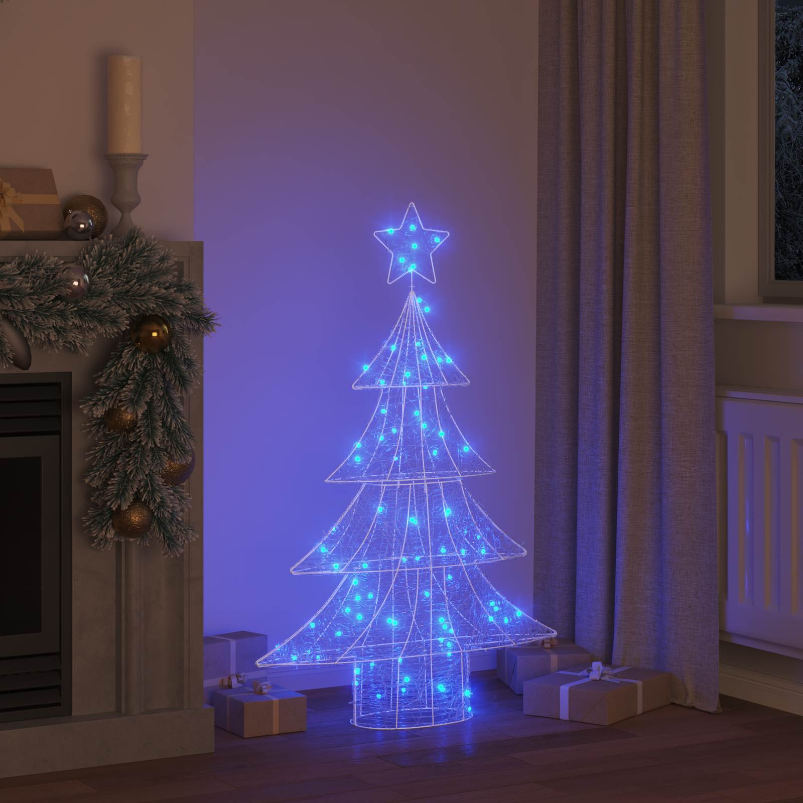 Albero di Natale con 100 LED Blu 122 cm Acrilico 42018975