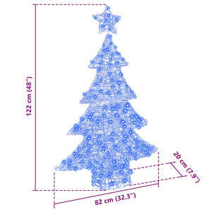 Albero di Natale con 100 LED-Luci decorative natalizie Blu 122 cm Acrilico
