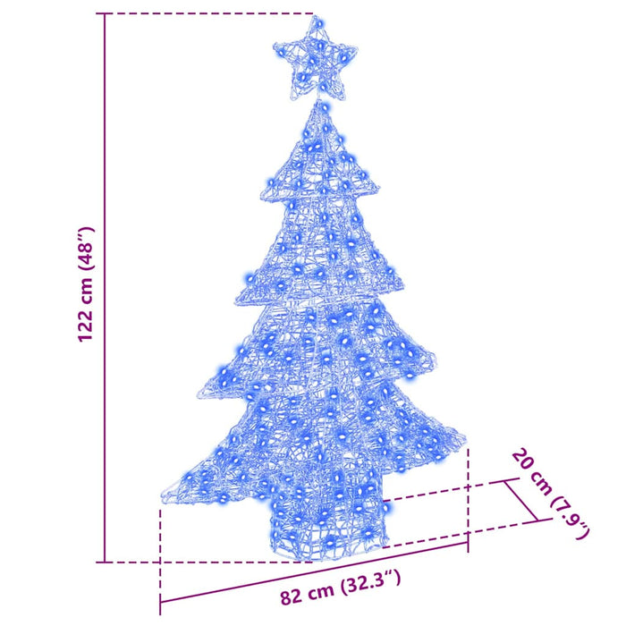Albero di Natale con 100 LED-Luci decorative natalizie Blu 122 cm Acrilico