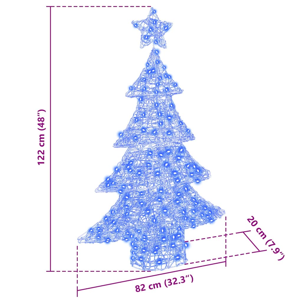 Albero di Natale con 100 LED Blu 122 cm Acrilico 42018975