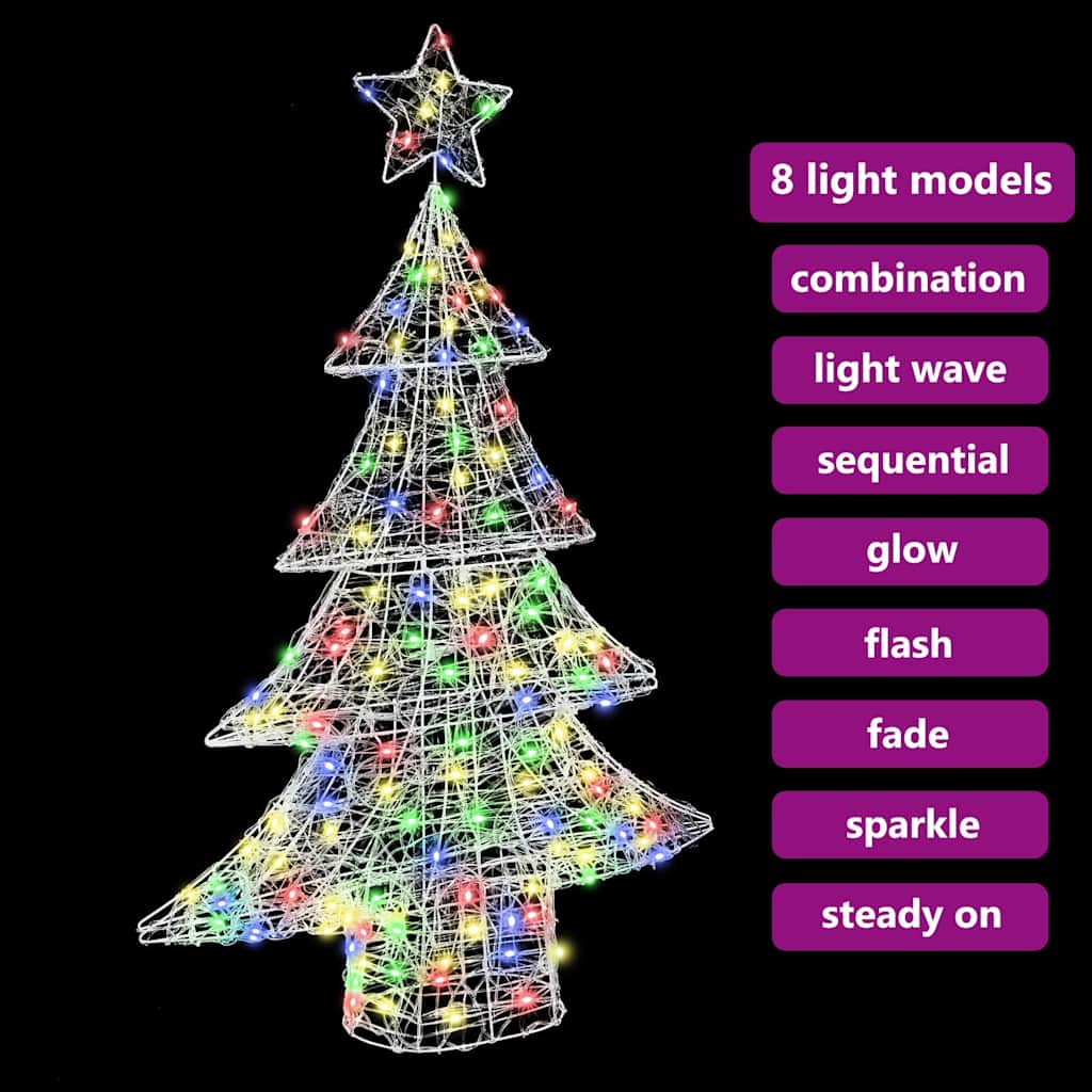Albero di Natale con 100 LED Multicolore 120 cm Acrilico 42018976