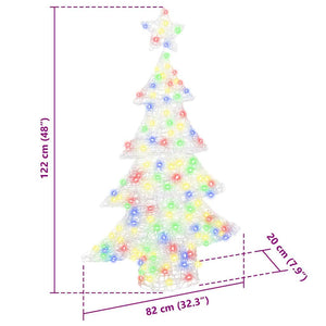 Albero di Natale con 100 LED Multicolore 120 cm Acrilico 42018976