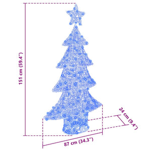 Albero di Natale con 160 LED-Luci decorative natalizie Blu 150 cm Acrilico 656547