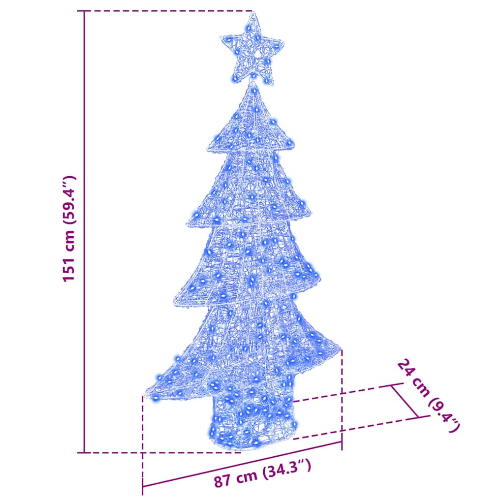 Albero di Natale con 160 LED Blu 150 cm Acrilico 42018979