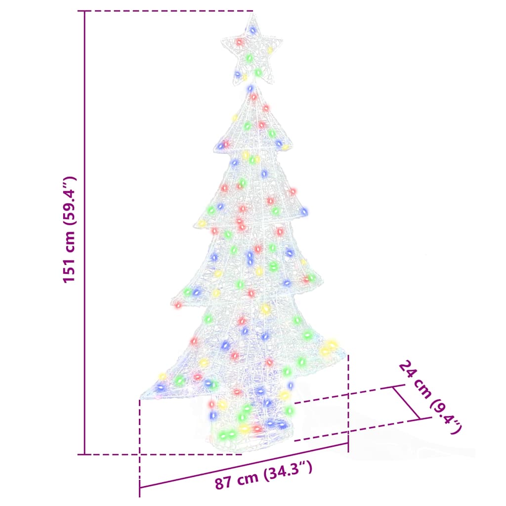Albero di Natale con 160 LED Multicolore 150 cm Acrilico 42018980