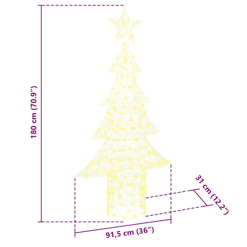 Albero di Natale con 240 LED Bianco caldo 180 cm Acrilico 42018981