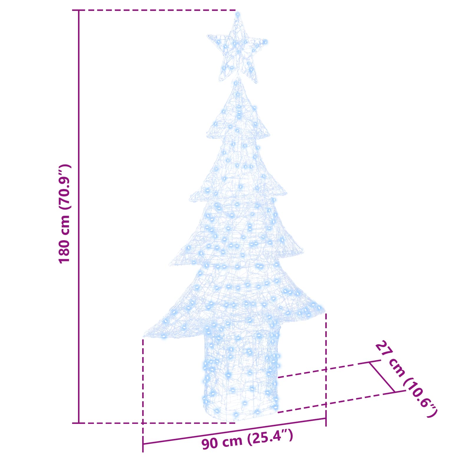 Albero di Natale con 240 LED-Luci decorative natalizie Bianco freddo 180 cm Acrilico 392886