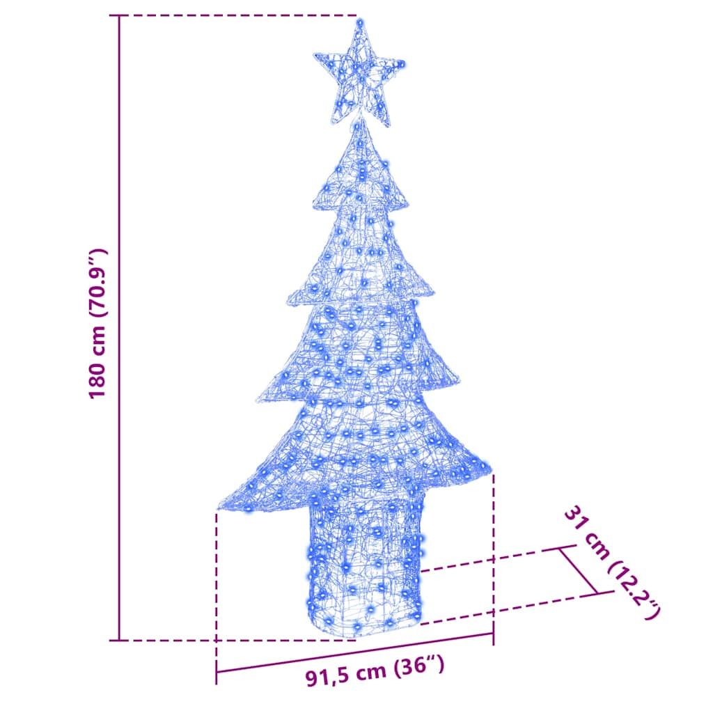 Albero di Natale con 240 LED Blu 180 cm Acrilico 42018983