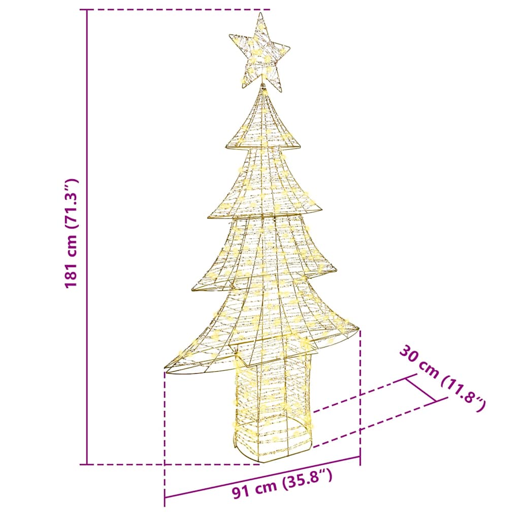 Albero di Natale con 240 LED-Luci decorative natalizie Bianco caldo 181 cm PET
