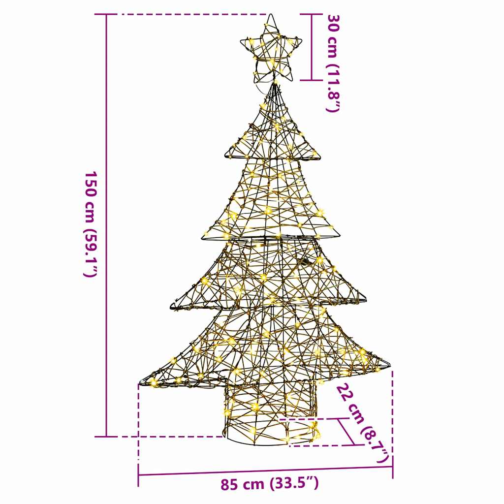 Albero di Natale con 120 LED-Luci decorative natalizie Bianco caldo 120 cm Rattan