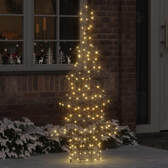 Albero di Natale con 160 LED Bianco caldo 150 cm Rattan 42018992