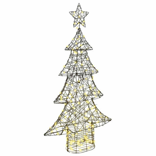 Albero di Natale con 160 LED Bianco caldo 150 cm Rattan 42018992
