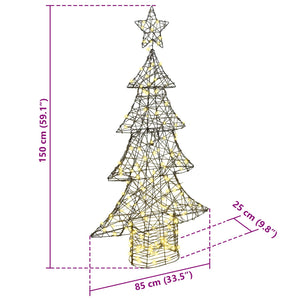 Albero di Natale con 160 LED Bianco caldo 150 cm Rattan 42018992
