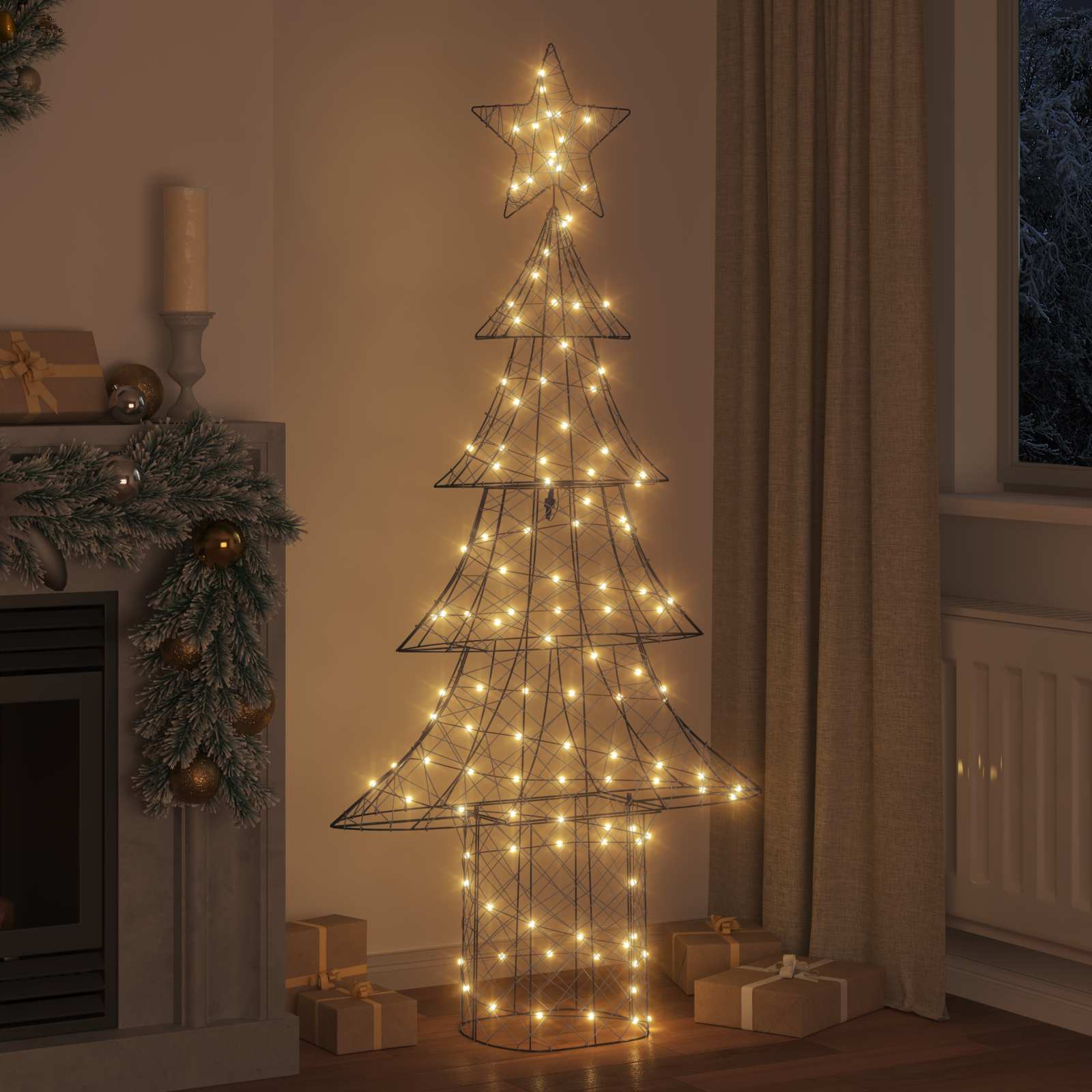 Albero di Natale con 240 LED Bianco caldo 180 cm Rattan 42018993