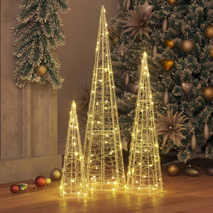 Albero di Natale 3 pcs Bianco caldo 20 x 20 x 80 cm Acrilico 42019015