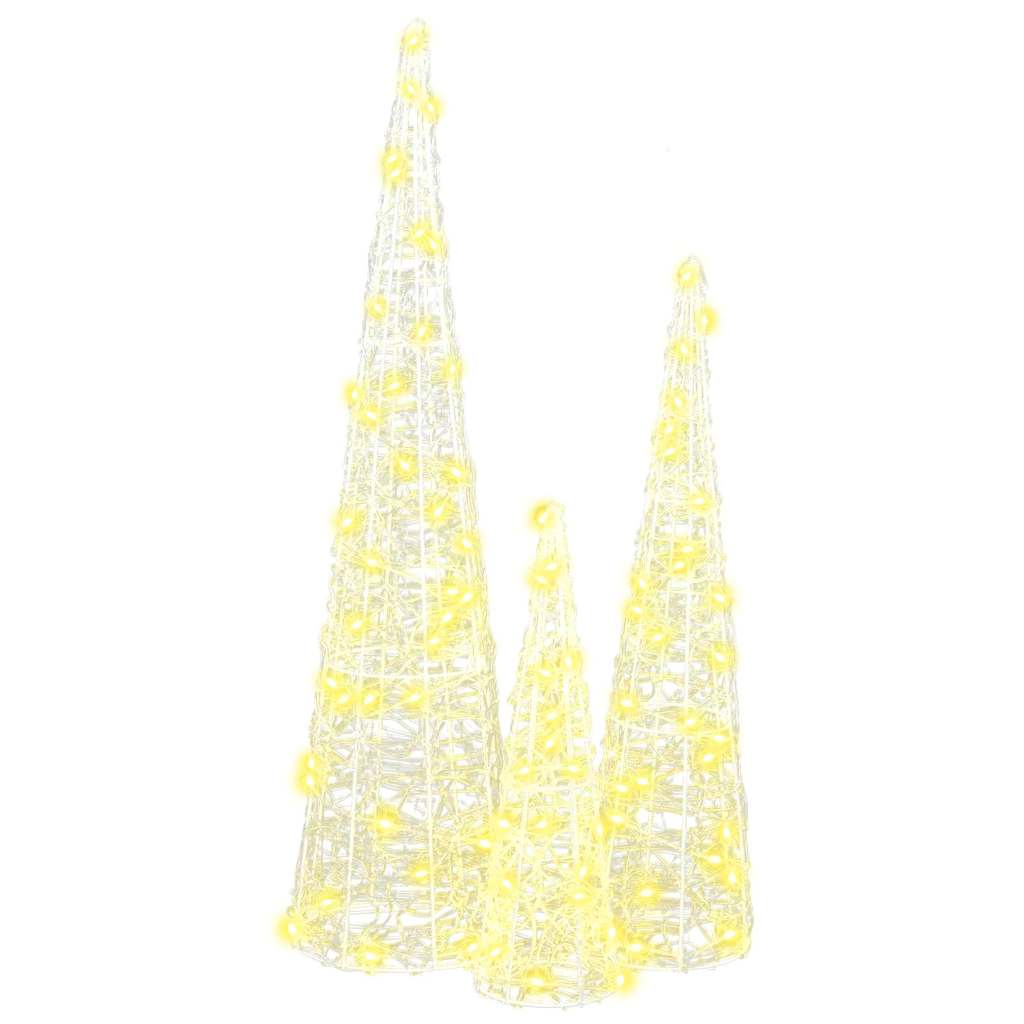 Albero di Natale 3 pcs Bianco caldo 20 x 20 x 80 cm Acrilico 42019015