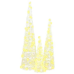 Albero di Natale 3 pcs Bianco caldo 20 x 20 x 80 cm Acrilico 42019015