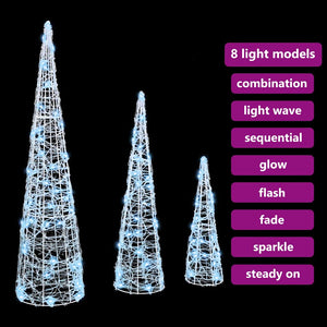 Albero di Natale 3 pcs Bianco freddo 20 x 20 x 80 cm Acrilico 42019016