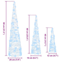 Albero di Natale 3 pcs Bianco freddo 20 x 20 x 80 cm Acrilico 42019016