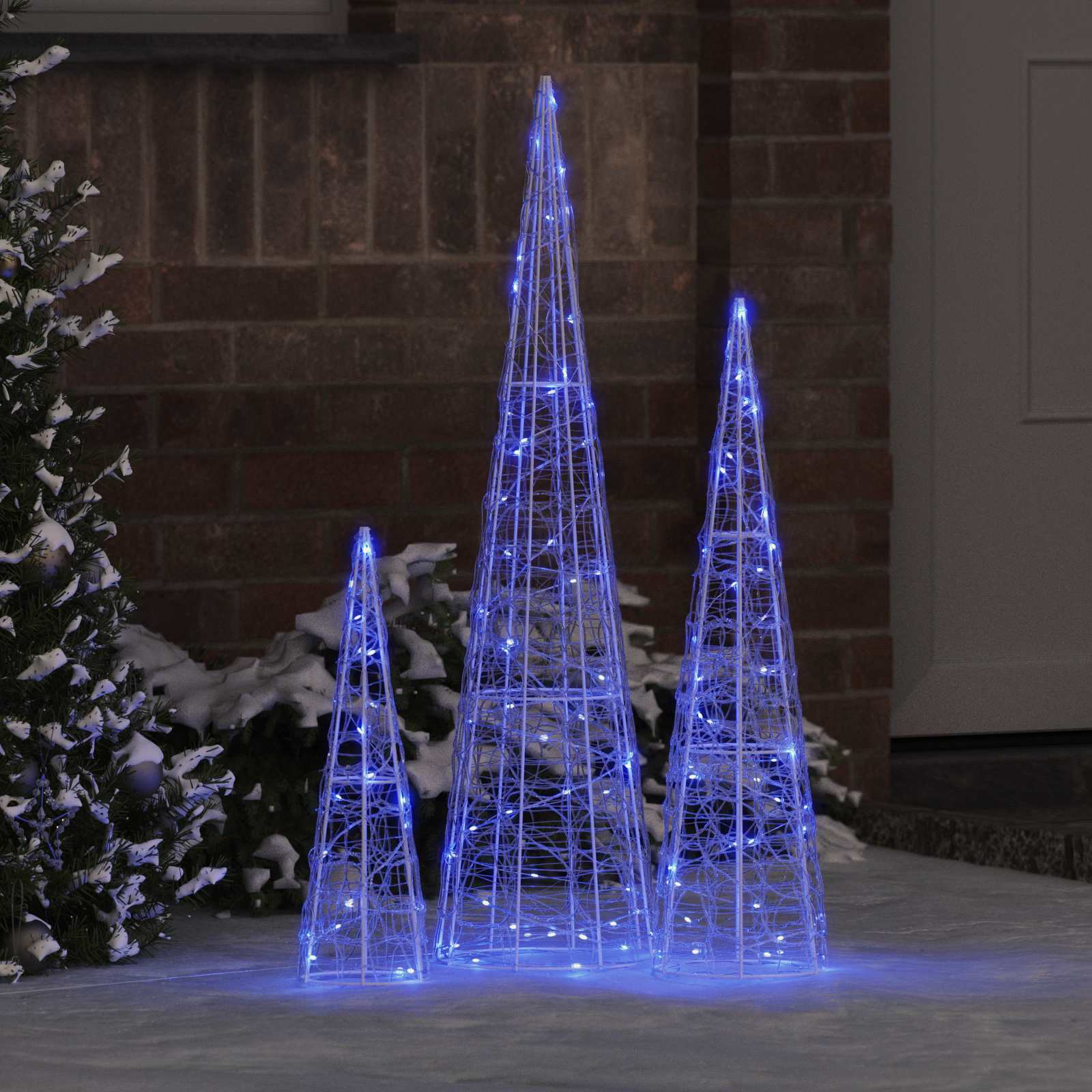 Albero di Natale con 90 LED 3 pcs Blu 20 x 20 x 80 cm Acrilico 42019017