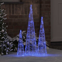 Albero di Natale con 90 LED 3 pcs Blu 20 x 20 x 80 cm Acrilico 42019017