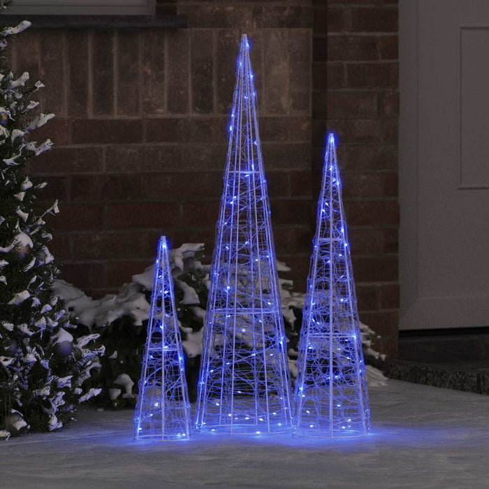 Albero di Natale con 90 LED 3 pcs Blu 20 x 20 x 80 cm Acrilico 42019017