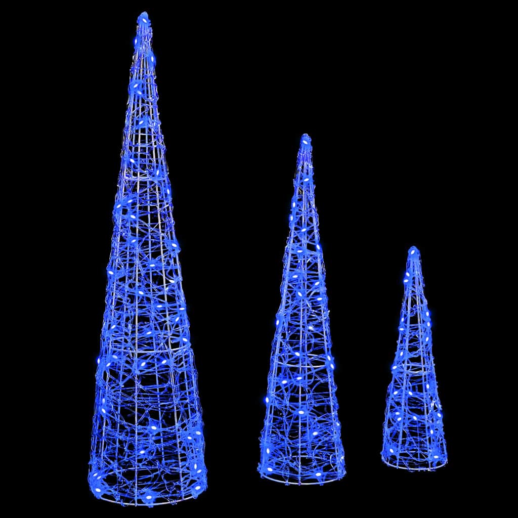 Albero di Natale con 90 LED 3 pcs Blu 20 x 20 x 80 cm Acrilico 42019017
