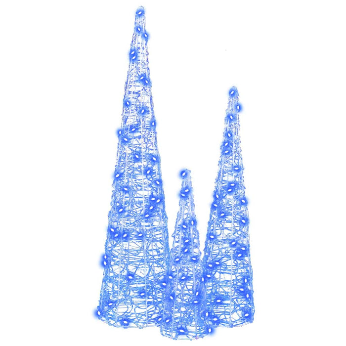 Albero di Natale con 90 LED 3 pcs Blu 20 x 20 x 80 cm Acrilico 42019017